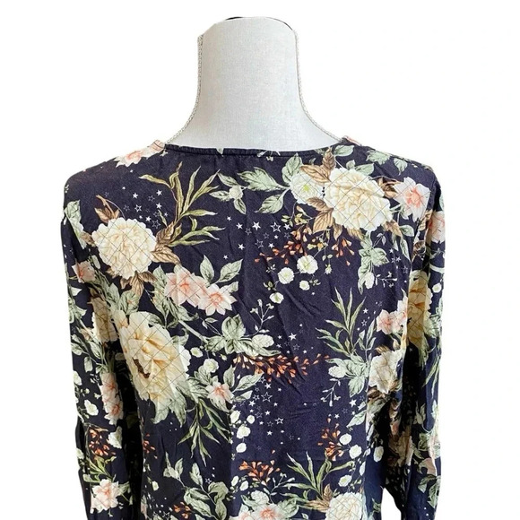 Farm Rio Charcoal Floral Star Boho Kimono Jacket One Size - Picture 10 of 14